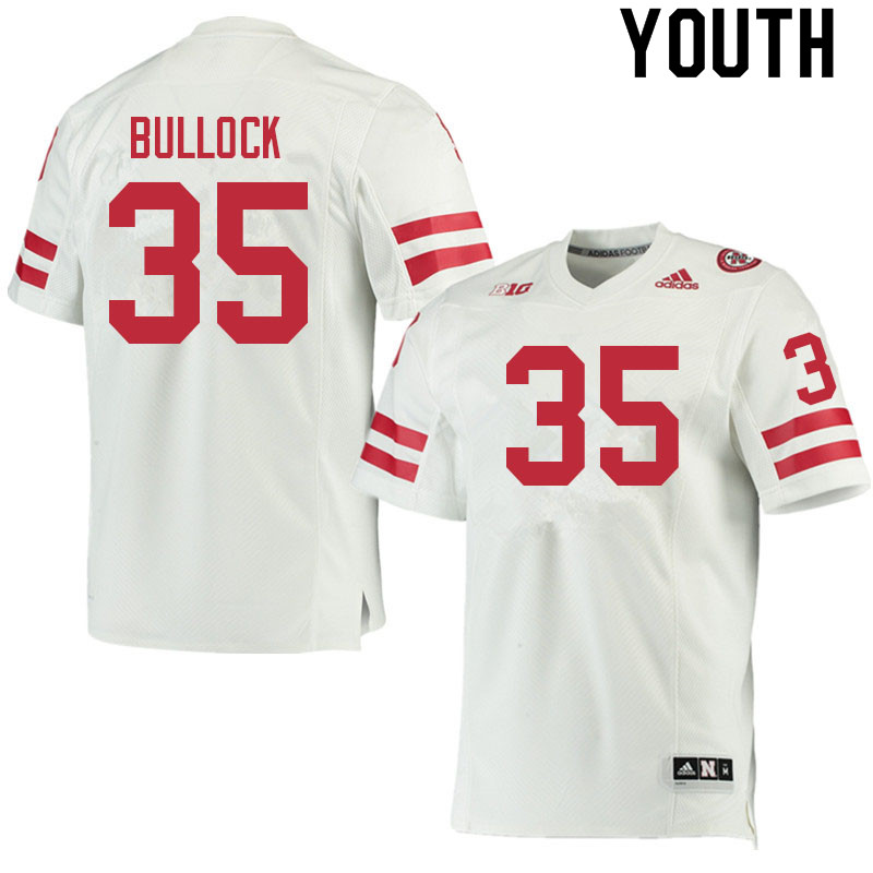 Youth #35 John Bullock Nebraska Cornhuskers College Football Jerseys Sale-White